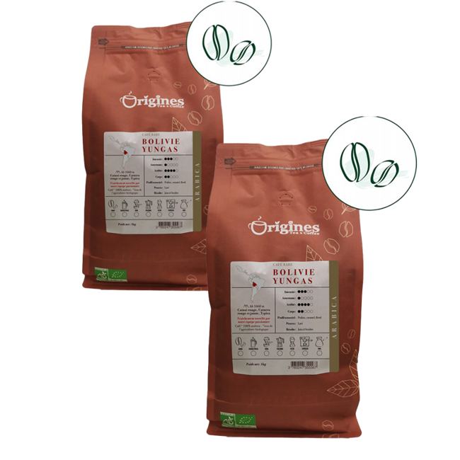 Origines Tea&CoffeeCafe Moulu Bolivie Yungas 1Kg Moulu Espresso - 1 Kg by Origines Tea&Coffee