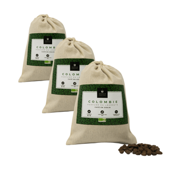 Caffè in grani - Colombie Bio - 250 g - Pack 3 × Caffè in grani biologico di alta qualità.