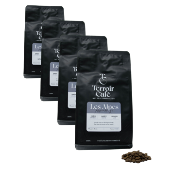 Terroir Cafe Café En Grains - La Composition Des Alpes - 250G - Pack 4 × Grains Pochette 250 g