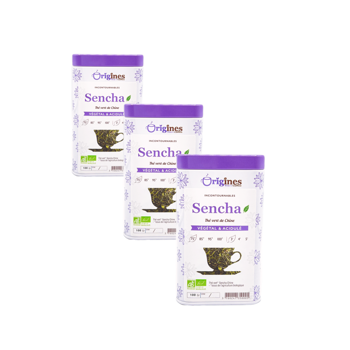 Origines Tea&Coffee The Vert Bio En - Sencha Chine 100G - 100 G - Pack 3 × Boîte métal 100 g