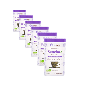 Grüner Tee Bio Metall-Box- Sencha - China - 100g - Pack 6 × Metall-Box 100 g