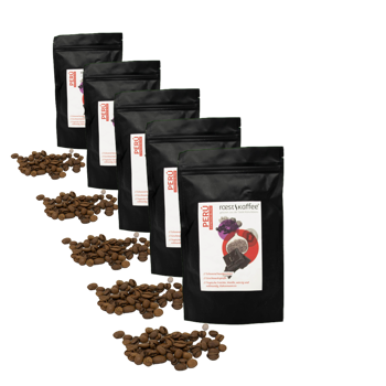 Cafe En Grain Roestkaffee Perou Melange D Espresso 250 G - Pack 5 × Grains Pochette 250 g