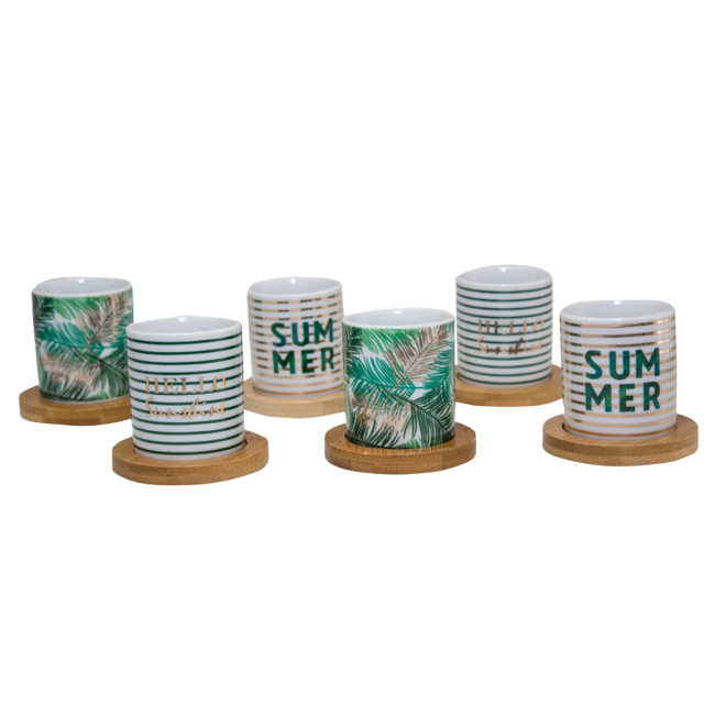 Aulica Tasses Cafe Tropical Support Bambou Lot De 6 by Aulica