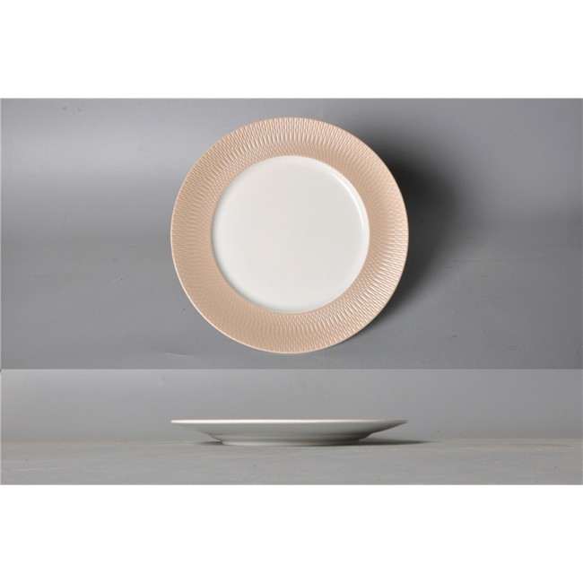 Deuxième image du produit Set de 6 assiettes plates en porcelaine beige Princesse by Aulica