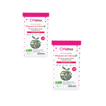 Origines Tea&Coffee The Vert Bio En - Piquant De Citron Ceylan 100G - 100 G - Pack 2 × Boîte métal 100 g