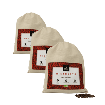 Grains de café Green Coffee Monaco - Ristretto - Pack 3 × Grains de café biologique de haute qualité.
