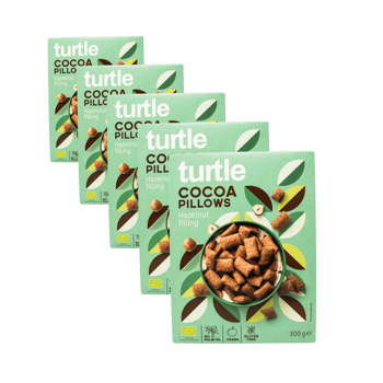 Turtle Coussins De Cereales Fourres A La Creme De Noisette Boite En Carton 300 G - Pack 5 × Boîte en carton 300 g