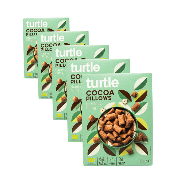 Cereali al cacao con ripieno alla crema di nocciola Bio by Turtle