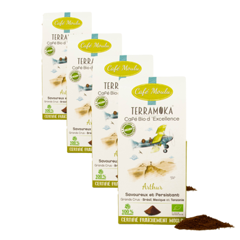 Gemahlener Kaffee - Der junge Arthur - 250g - Pack 4 × Mahlgrad Espresso Pappschachtel 250 g