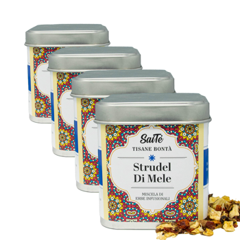 Apfelstrudel - Pack 4 × Metall-Box 50 g