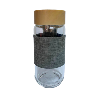 Glasflasche mit Teesieb, 400ml -grau - Pack 2 ×