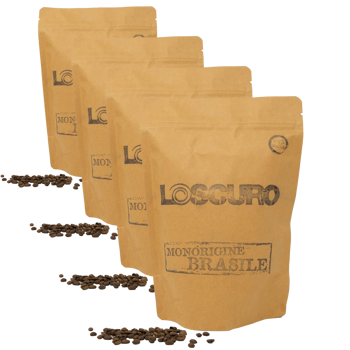 Cafe En Grain Loscuro Cafe Du Bresil Alta Mogiana Franca 1 Kg - Pack 4 × Grains Pochette 1 kg