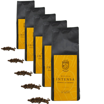 Caffè in grani - Miscela Intensa - 250 g - Pack 5 × Chicchi Bustina 250 g
