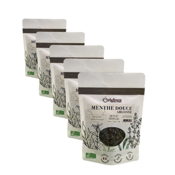 Origines Tea&Coffee Infusion Bio Menthe Douce Feuilles Coupees Sachet 50G Sachets De The 50 G - Pack 5 × Pochette 50 g