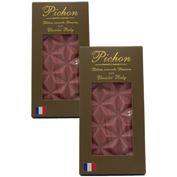Pichon - Tablette Lyonnaise Tablette Chocolat Ruby Boite En Carton 80 G - Pack 2 × Boîte en carton 80 g