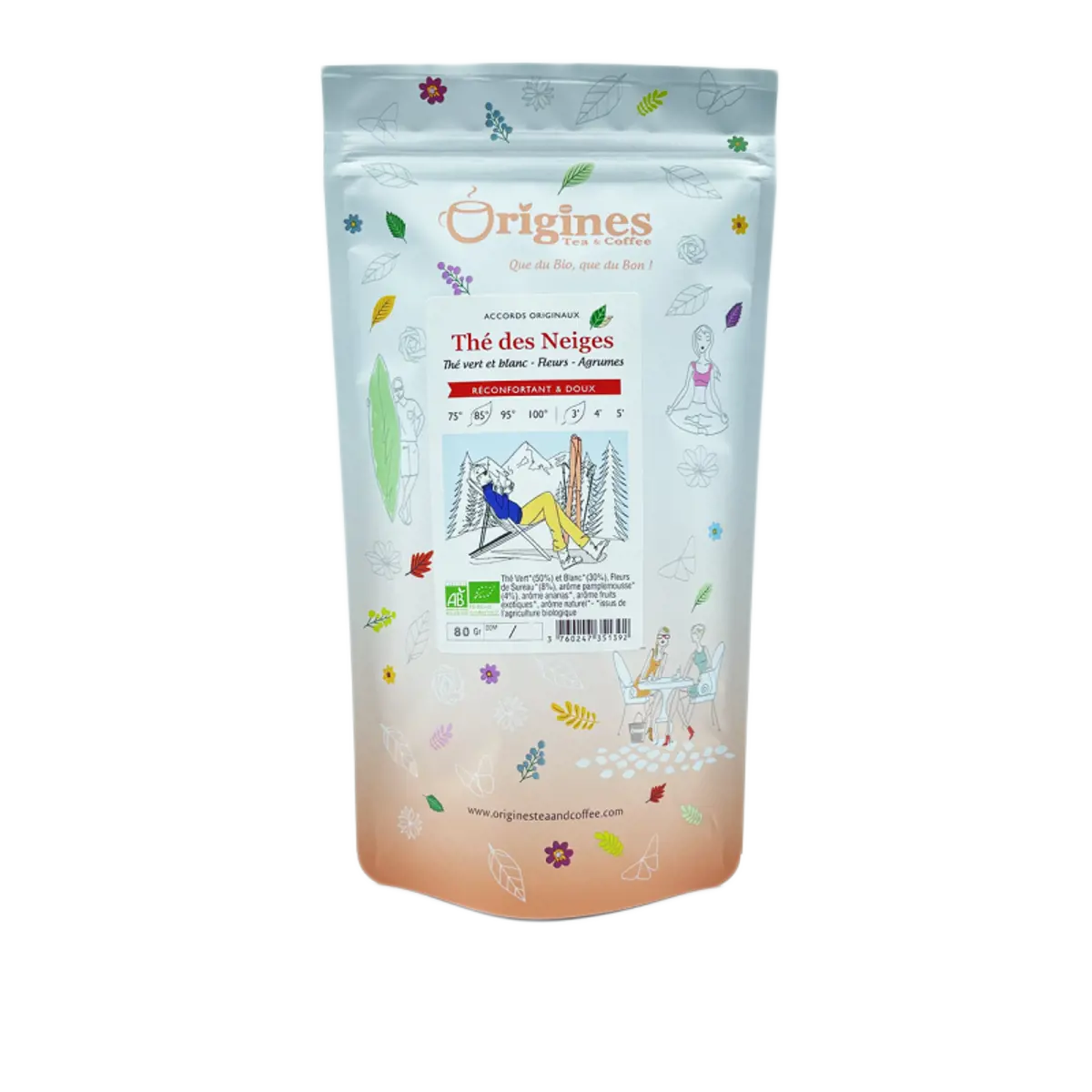 Origines Tea&Coffee The Vert Et Blanc Bio En Vrac The Des Neiges Chine 800G Fleur De The 800 G by Origines Tea&Coffee