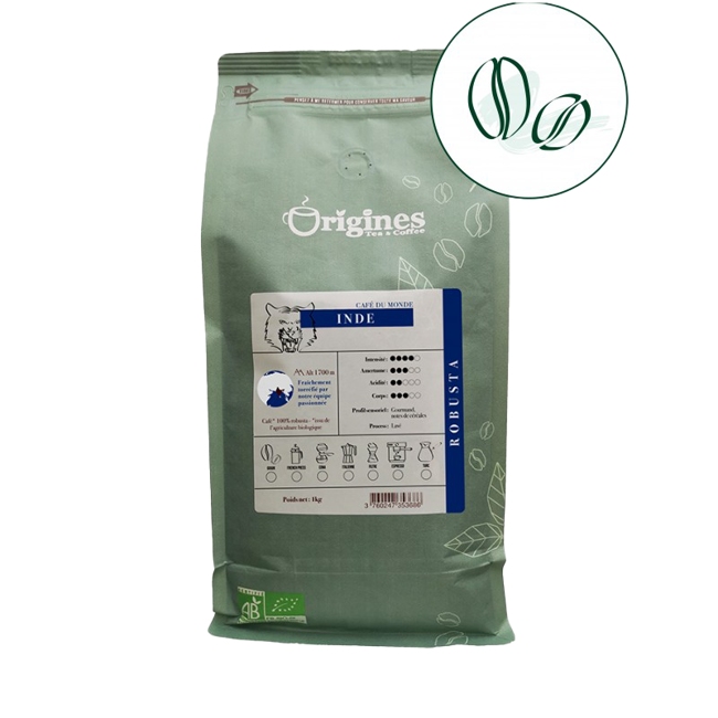 Origines Tea&CoffeeCafe Moulu Inde 1Kg Moulu French Press - 1 Kg by Origines Tea&Coffee