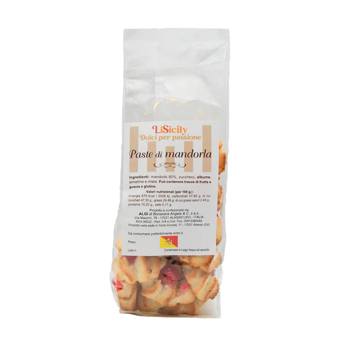 Paste di mandorla con ciliegia 500g by LiSicily