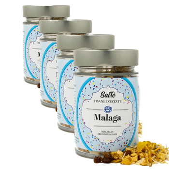 SaiTè Tisane D Ete Malaga Vrac En - 50 G - Pack 4 × Bocal en verre 50 g