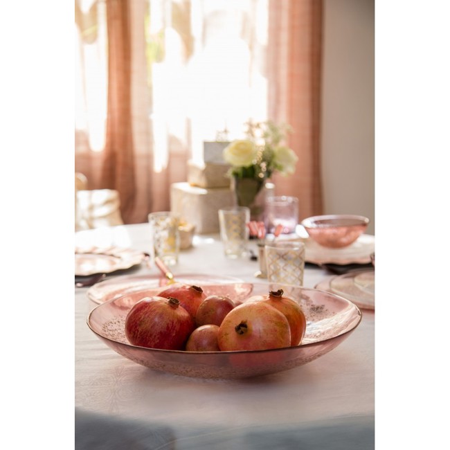 Secondo immagine del prodotto Fruttiera di vetro Crispy rosa 40 cm by Aulica