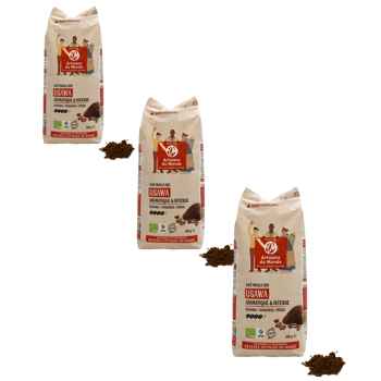 Café moulu - Usawa corsé Afrique/Amériques 50% Arabica & 50% Robusta - 500g - Pack 3 × Moulu Aeropress Pochette 500 g