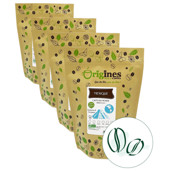 Origines Tea&CoffeeCafe Moulu Mexique 250G Moulu Moka - 250 G - Pack 4 × Moulu Moka Pochette 250 g