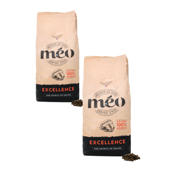 Café En Grains Café Méo - Espresso 100% - 1 Kg - Pack 2 × Grains Pochette 1 kg