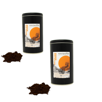 Brasilien Länderkaffee - Pack 2 × Mahlgrad Filter Metall-Box 500 g