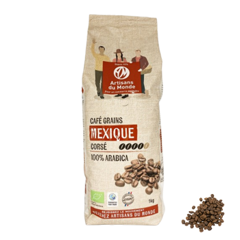 Café en grains - Mexique 100% Arabica - 1kg - Grains Pochette 1 kg