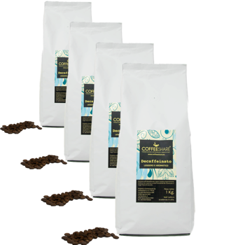 Cafe En Grain Torrefazione Coffeeshare Cafe Decafeine Leger Et Aromatique 1 Kg - Pack 4 × Grains Pochette 1 kg