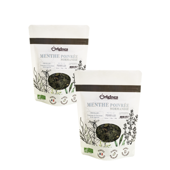 Origines Tea&Coffee Infusion Bio Menthe Poivree Feuilles Coupees Vrac 500G Fleur De The 500 G - Pack 2 × Pochette 500 g
