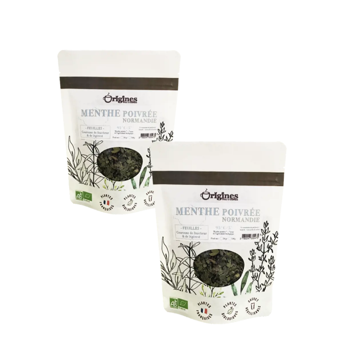 Infusion Bio Menthe Poivrée Feuilles coupées - Vrac 500g by Origines Tea&Coffee