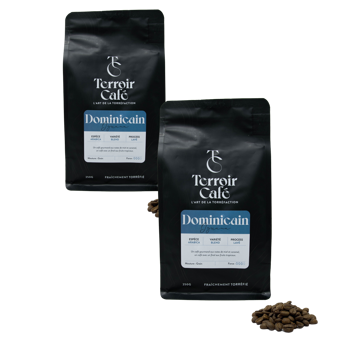 Terroir Cafe Café En Grains - République Dominicaine, Iguana 1Kg - Pack 2 × Grains Pochette 1 kg