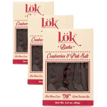 Cioccolato fondente 70 %: mirtilli rossi e sale rosa dell'Himalaya - Pack 3 × Tavoletta 85 g