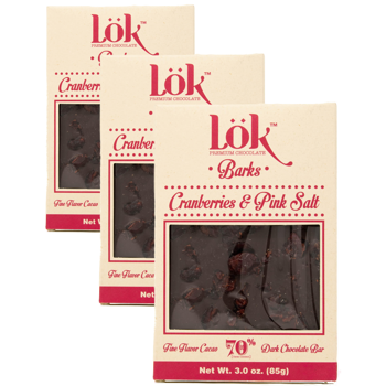 Chocolat noir 70 % : canneberges & sel rose de l’Himalaya - Pack 3 × Tablette 85 g