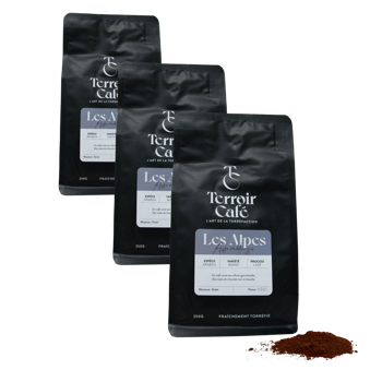 Terroir Cafe Terroir Cafe La Composition Des Alpes 250G Moulu Espresso - 250 G - Pack 3 × Moulu Espresso Pochette 250 g