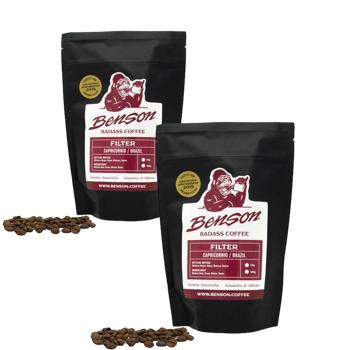 Café En Grain Benson- Capricornio, Filtre - 1Kg - Pack 2 × Grains Pochette 1 kg