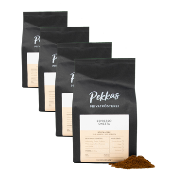 Pekkas Privatrösterei Espresso Onesta Moulu Espresso - 500 G - Pack 4 × Moulu Espresso Pochette 500 g