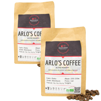 Cafe En Grain Arlo's Coffee Blend Maison 1 Kg - Pack 2 × Grains Pochette 1 kg