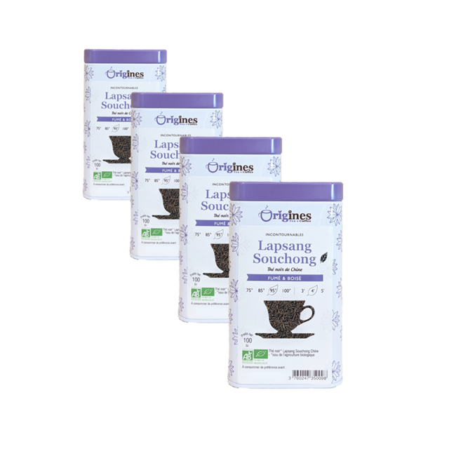 Schwarztee Bio Metall-Box - Lapsang Souchong Chine - 100g by Origines Tea&Coffee
