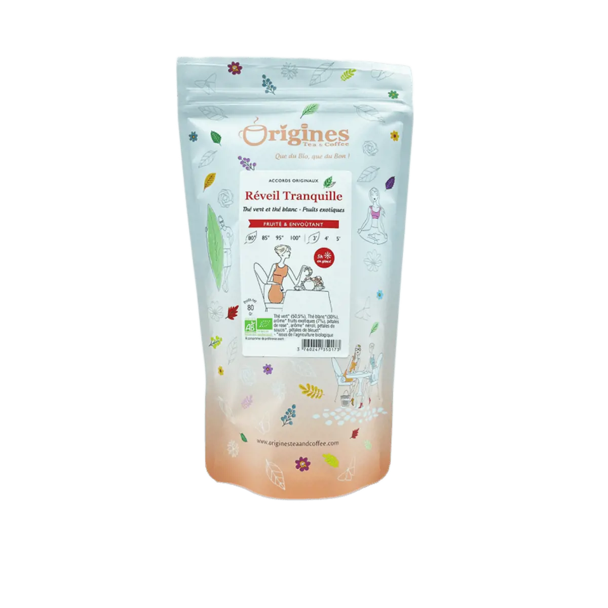 Origines Tea&Coffee The Bio Vert Et Blanc En Vrac Reveil Tranquille Chine 800G Fleur De The 800 G by Origines Tea&Coffee