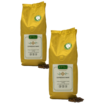 Kaffeebohnen - Espresso Bari - 500g - Pack 2 × Bohnen Beutel 500 g