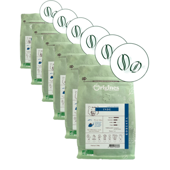 Kaffeebohnen - Inde - 250g - Pack 6 × Bohnen Beutel 250 g