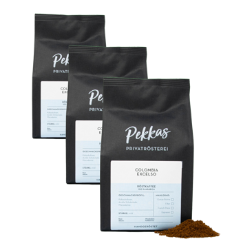 Pekkas Privatrösterei Colombie Excelso Moulu French Press - 1 Kg - Pack 3 × Moulu French press Pochette 1 kg