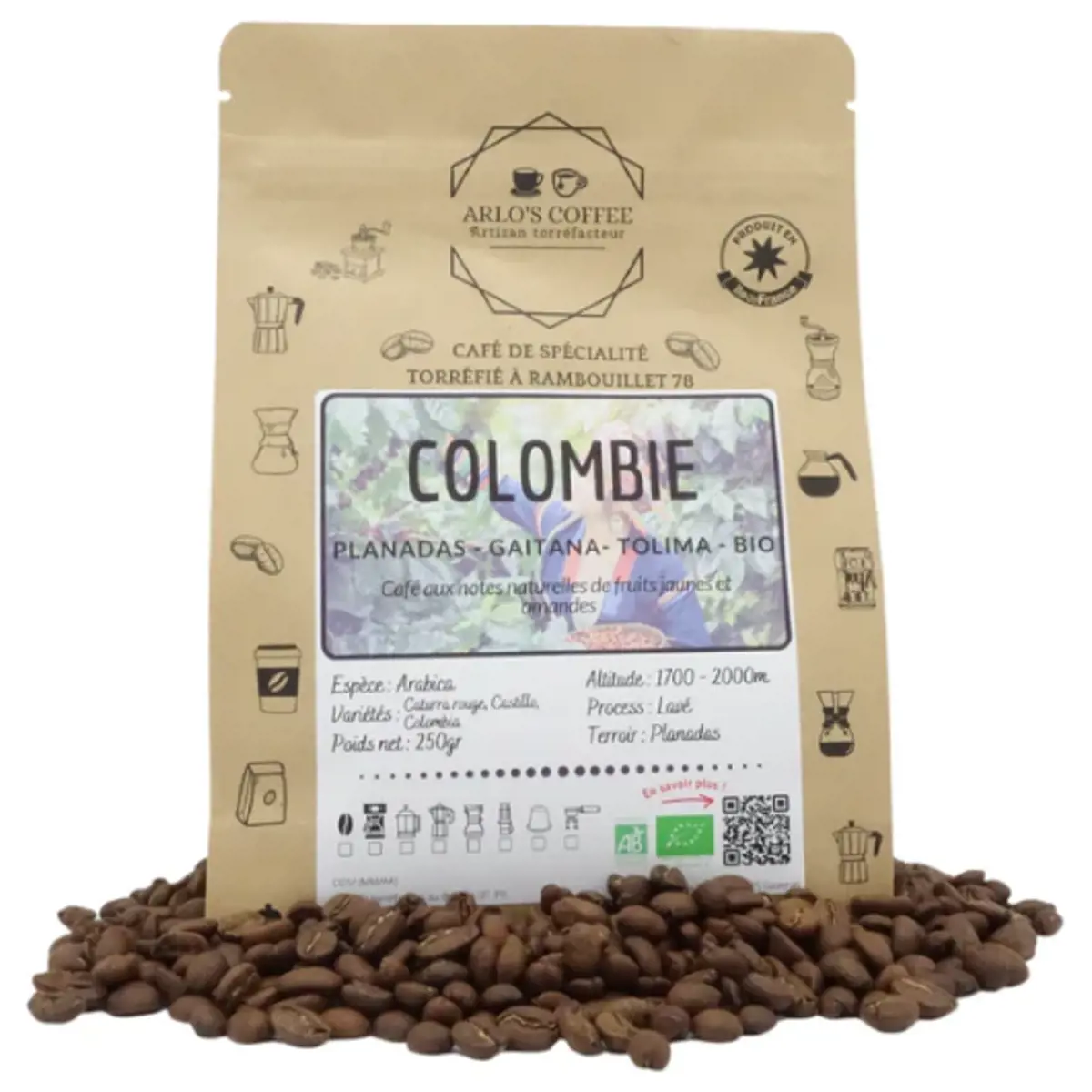 Cafe En Grain Arlo's Coffee Colombie 250 G by ARLO'S COFFEE