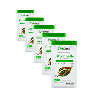 Infusion Bio Citronnelle in scatola di metallo - 80g - Pack 5 × Scatola di metallo 80 g