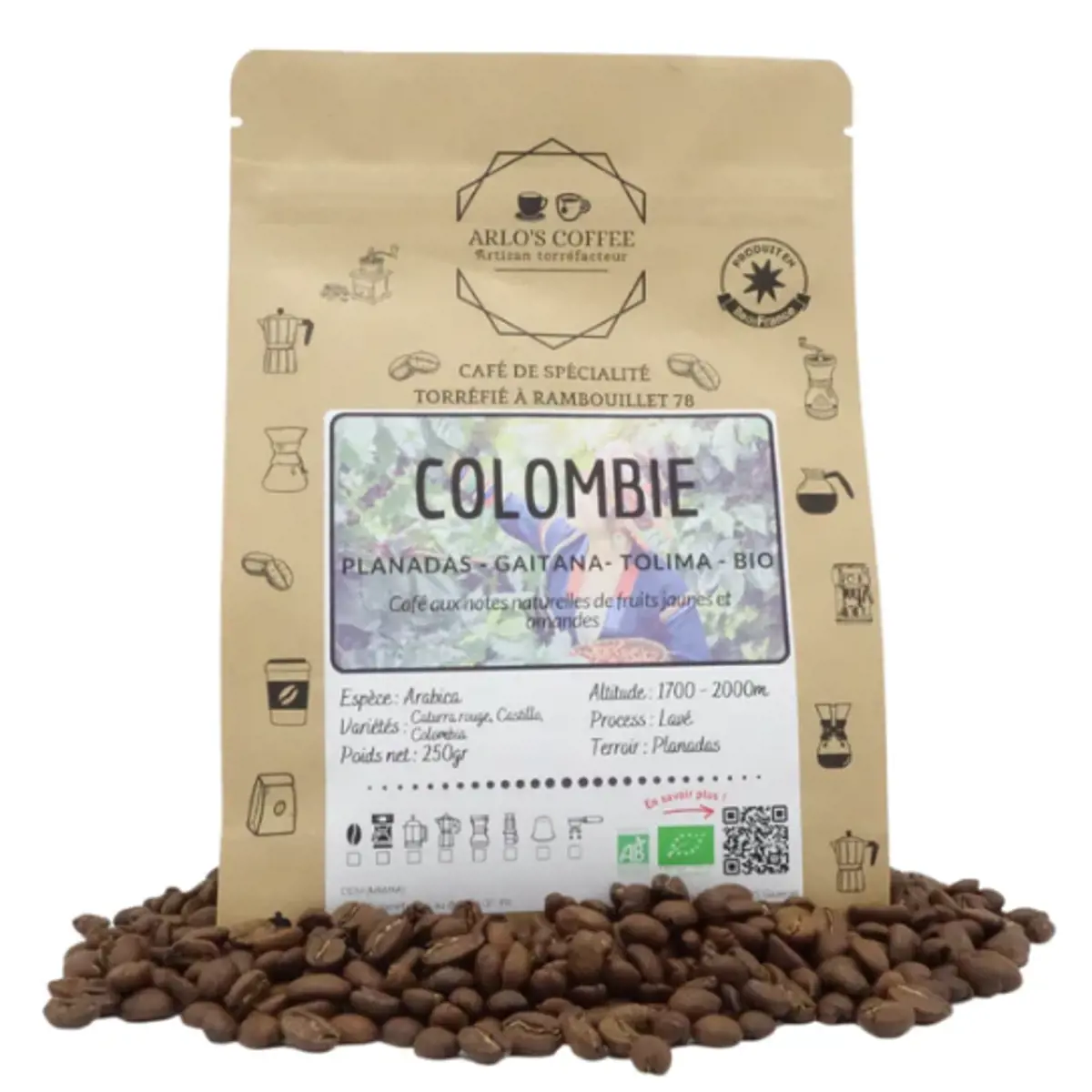 Cafe En Grain Arlo's Coffee Colombie Deca 250 G by ARLO'S COFFEE