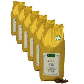 Ettli Kaffee Café En Grain - Espresso Latino - 1Kg - Pack 6 × Grains Pochette 250 g