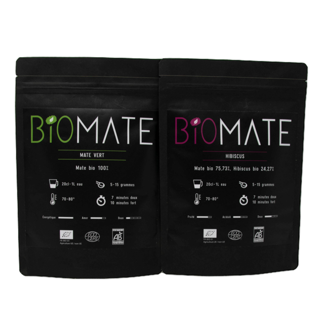 Biomaté Duo Decouverte Mate Vert Hibiscus Box Decouverte Cadeau 100 G by Biomaté