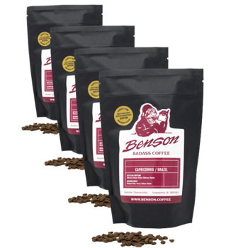 Cafè En Grain Benson - Capricornio, Espresso - 250G - Pack 4 × Grains Pochette 250 g